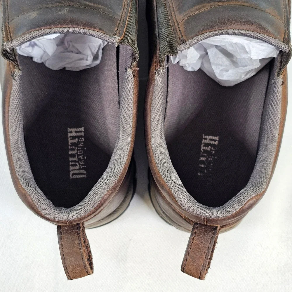 Duluth Trading Co Wild Boar Mocs Brown Leather Slip On Shoes Mens 11 Wide 49521
